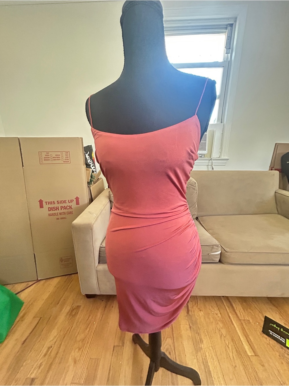 Women’s Pink Spaghetti Strap Bodycon Dress